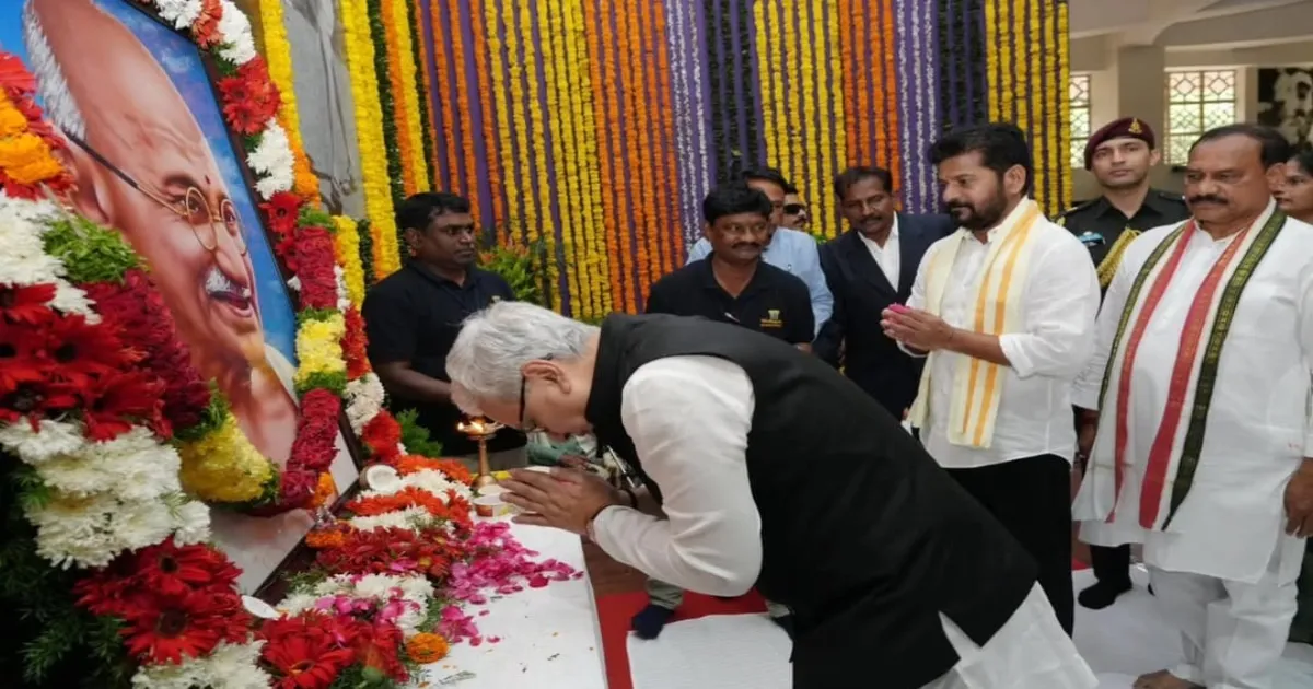 Telangana Leaders Pay Heartfelt Tribute to Mahatma Gandhi at Bapu Ghat