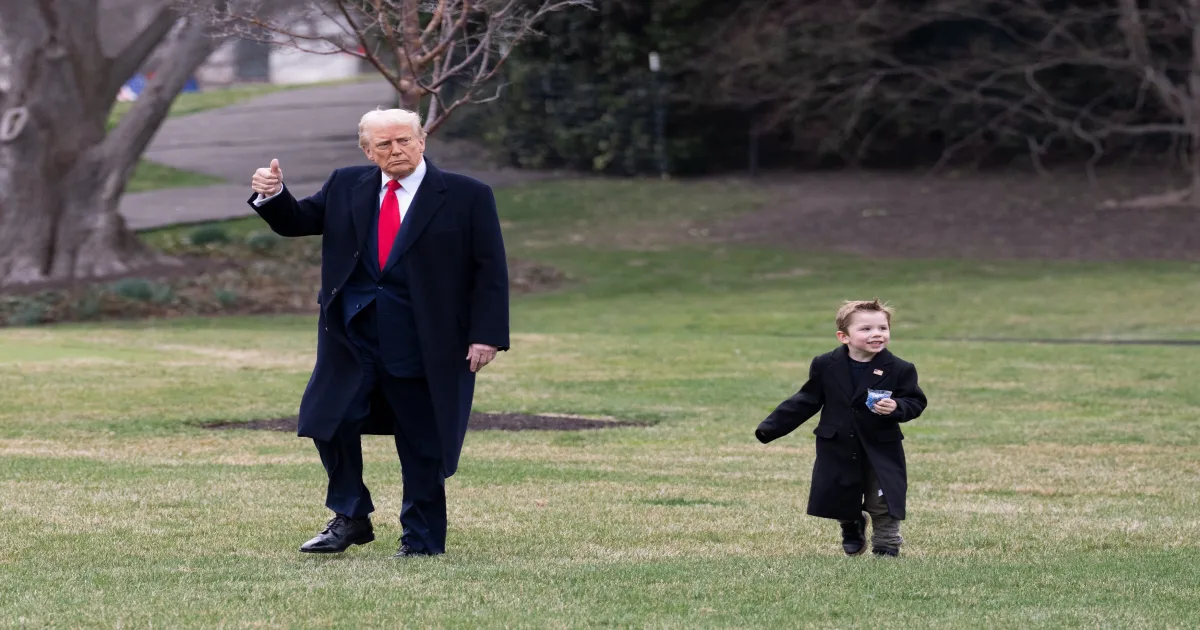 Trump Turns ‘Grandpa’ with Little X on White House Lawn