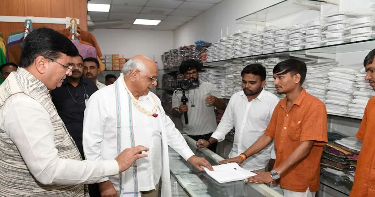 Gujarat CM Bhupendra Patel Buys Khadi In Gandhinagar On Gandhi Jayanti