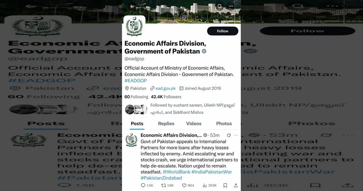 Pakistan’s Economic Ministry X Account Hacked, Posts Fake Loan Plea Amid India Tensions