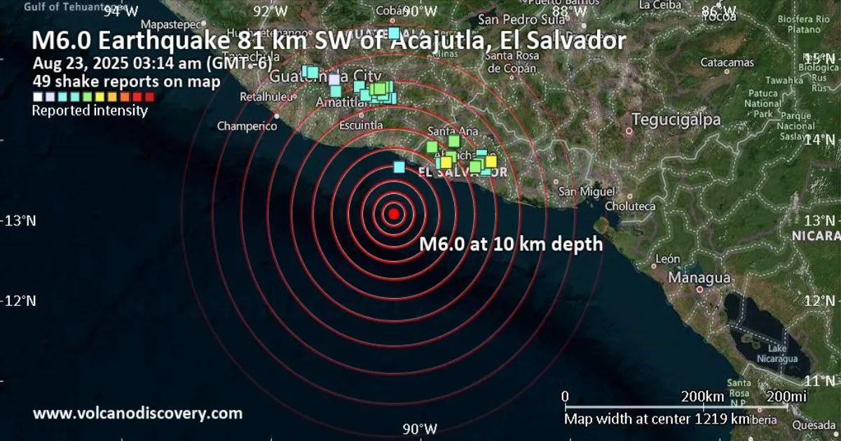  Magnitude 6.0 Quake Rattles El Salvador Coast