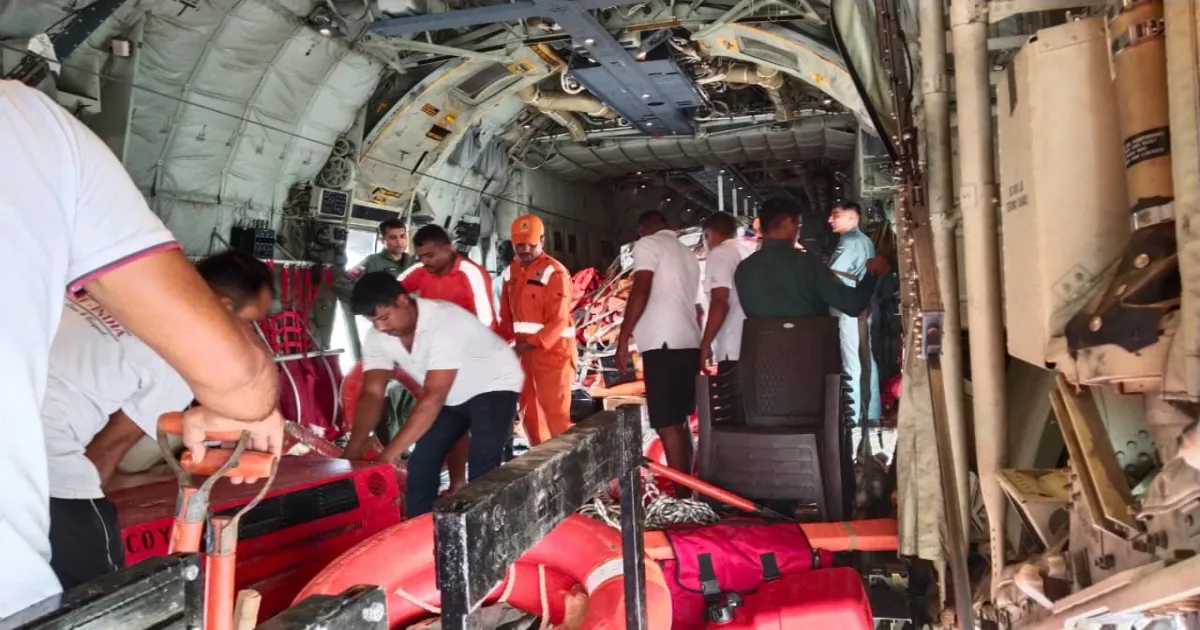 IAF C-130 Delivers Aid to Jammu Landslide Victims
