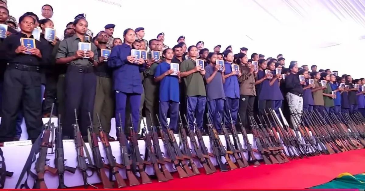 historic-surrender-over-200-maoists-lay-down-arms-in-ch