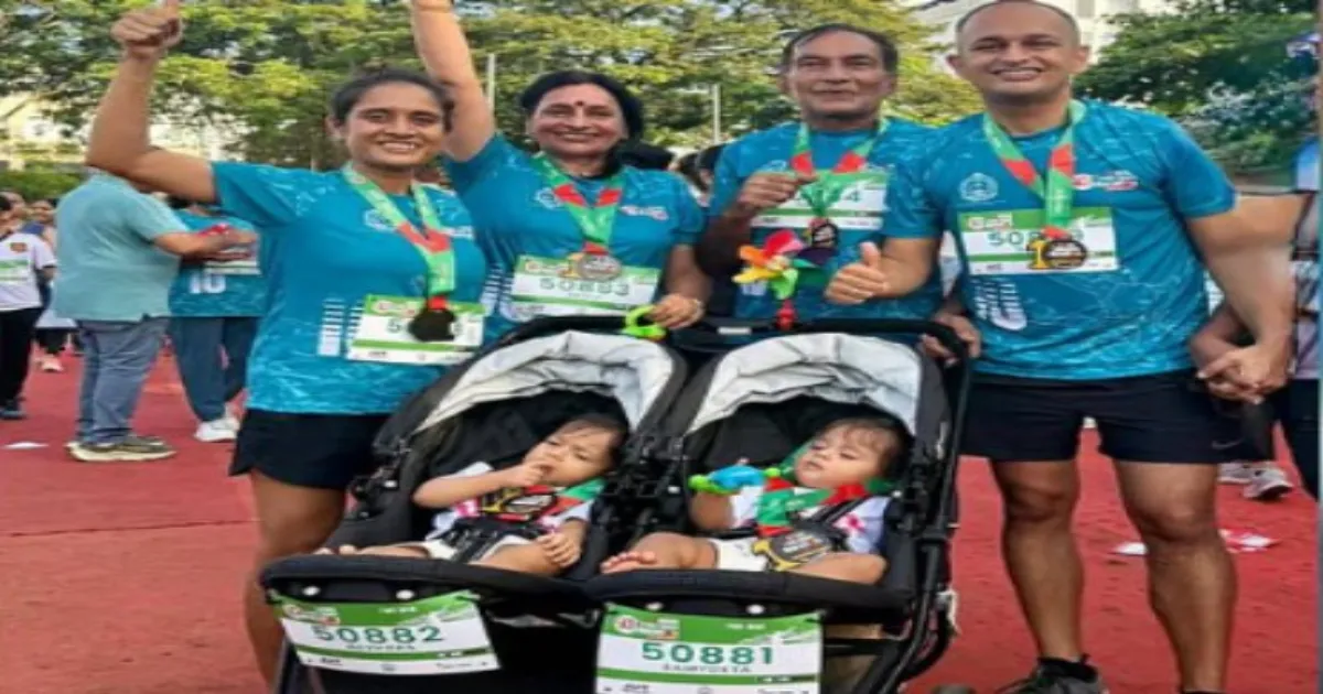 Spice Coast Marathon: 10-Month-Old Twins ‘Run’ Their First Marathon In Stroller; Steal Hearts