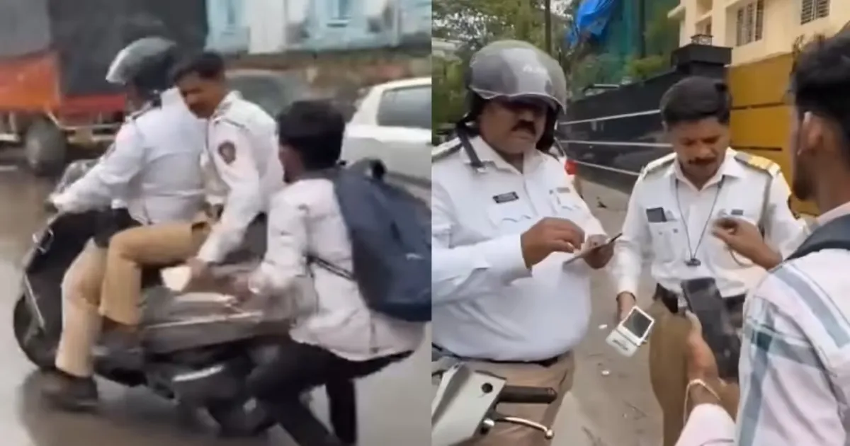 Fined for No Helmet, Thane Man Catches Cops Breaking Same Rule in Viral Video on “Uniform Privilege”