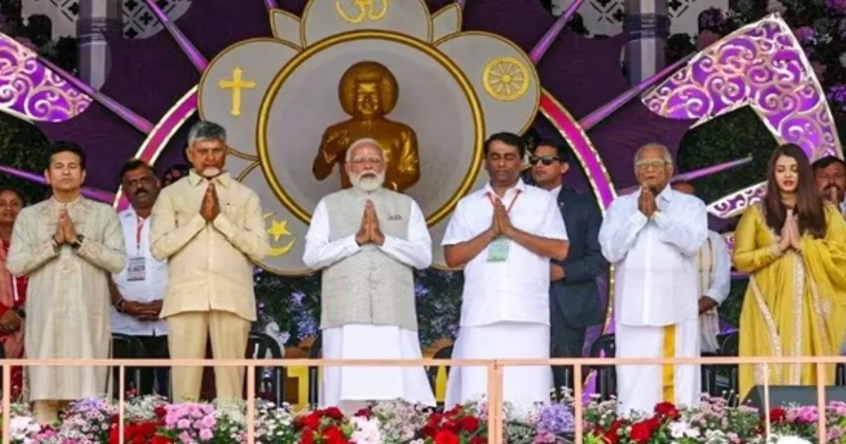 Aishwarya Rai Shares Spiritual Tribute at Sathya Sai Baba’s Centenary with PM Modi Present