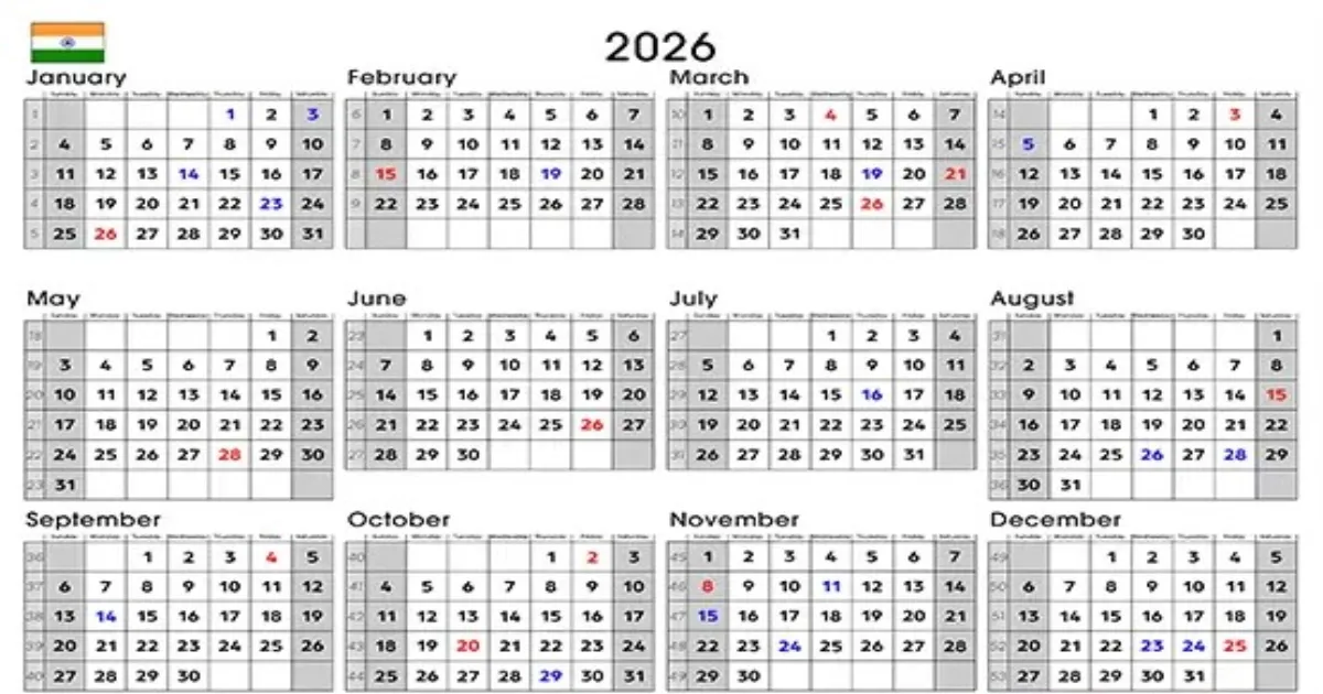 India's 2026 Holiday List Out: 14 Compulsory Closures and 12 Optional Days for Central Govt Offices