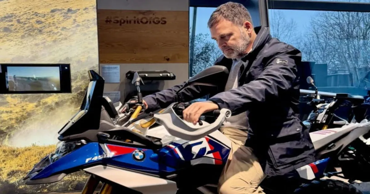Rahul Gandhi Explores BMW F 450 GS Bike in Munich Visit