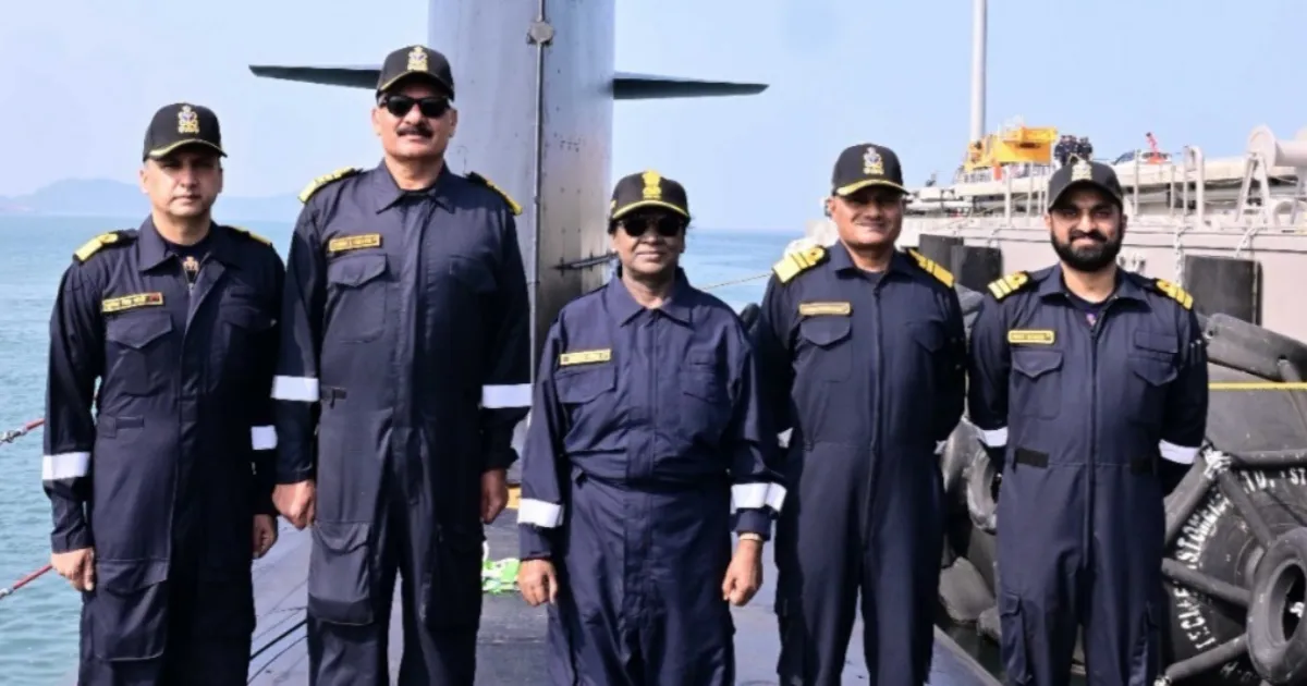 President Murmu Boards Indigenous Submarine INS Vaghsheer
