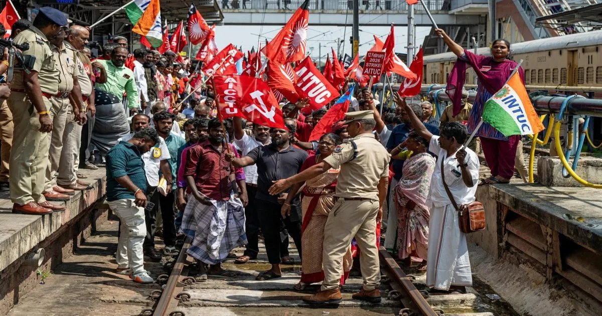 Thousands Detained Across India As Unions Strike With INDIA Bloc Support