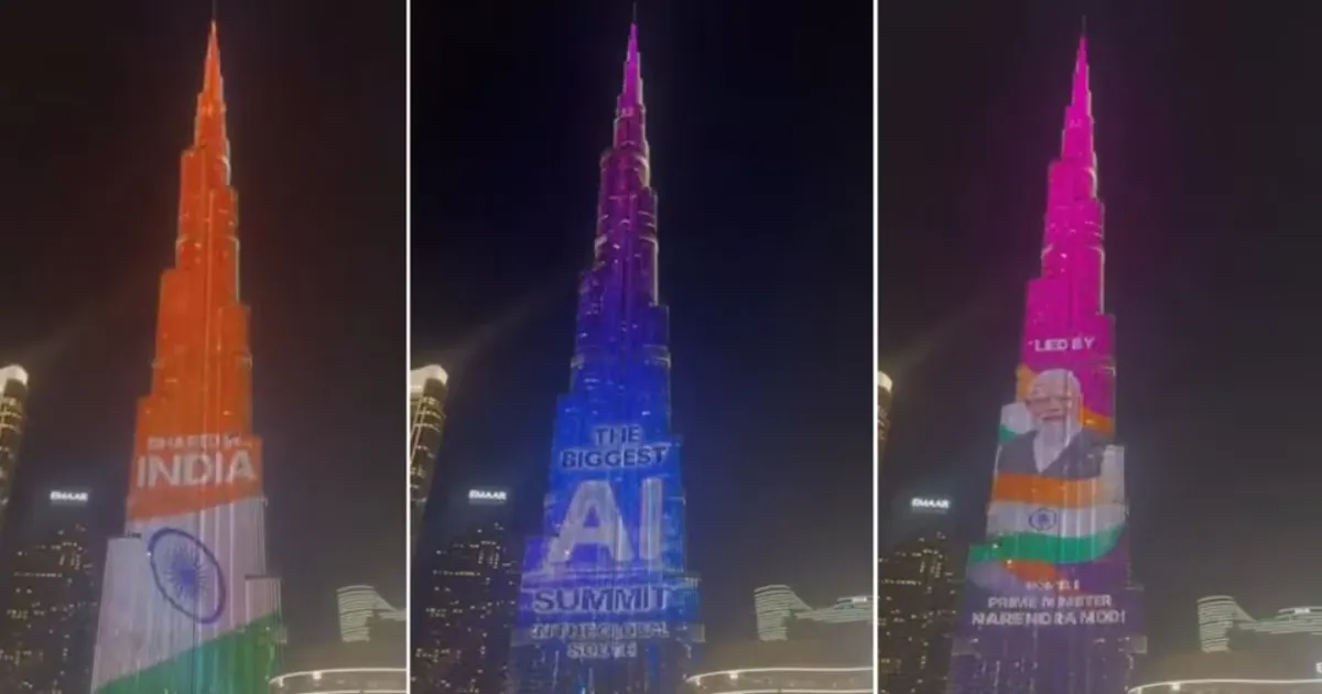 Dubai’s Burj Khalifa Displays Indian Tricolour For AI Impact Summit 2026