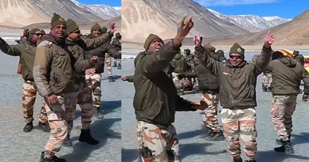 ITBP Jawans Mark Holi at 14,300 ft With Villagers at Pangong Lake