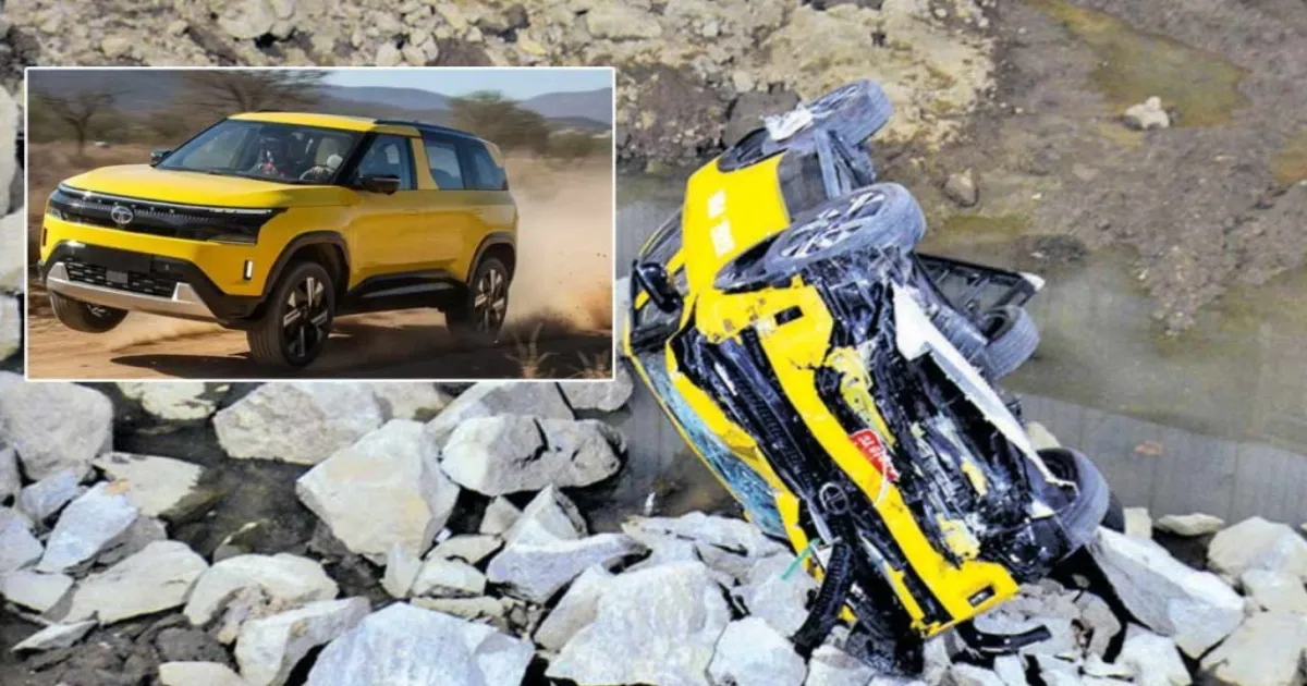 Test‑Drive Tata Sierra Hits Auto, Bikes Then Falls Into 20‑Foot Pit
