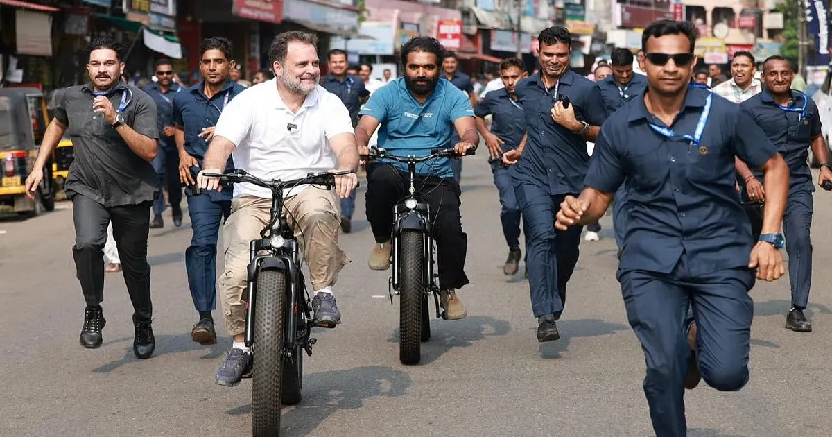 Congress Leader Rahul Gandhi Cycles With Chandy Oommen Ahead Of Kerala Polls