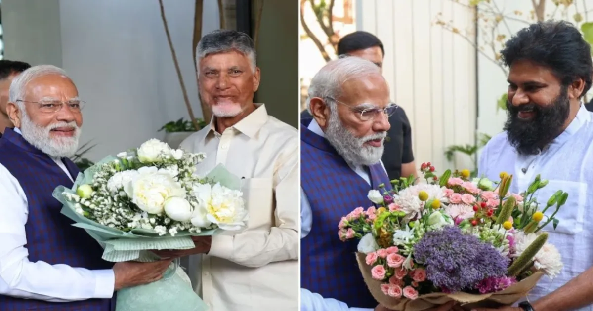PM Modi Visits Andhra Leaders Chandrababu Naidu And Pawan Kalyan In Hyderabad