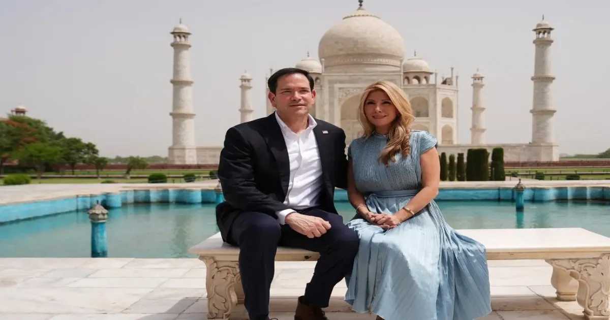 Marco Rubio Visits Taj Mahal In Agra With Wife Jeanette Amid Tight Security During India Tour