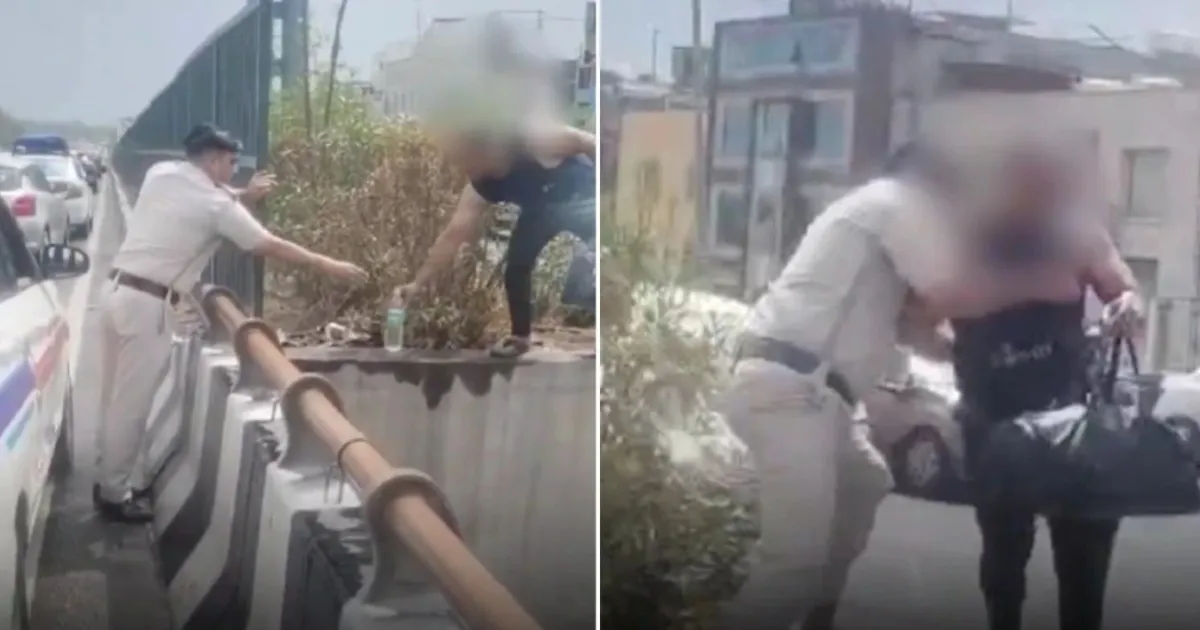 Police Officer Prevents Suicide Attempt On Mahipalpur Flyover In Delhi