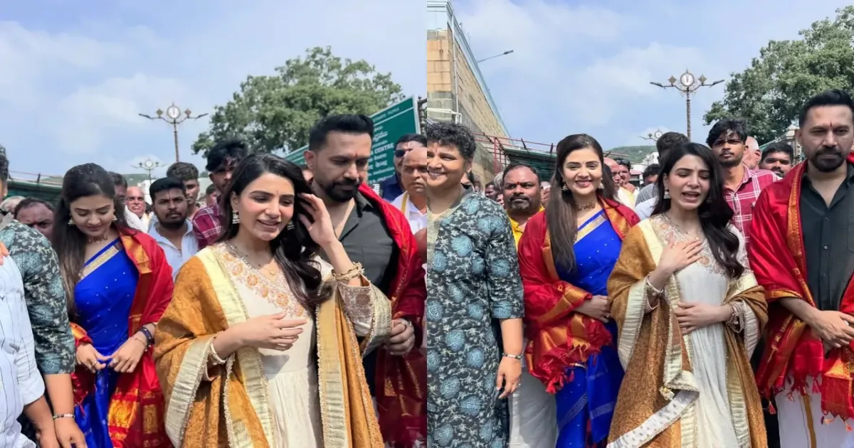 Raj Nidimoru Protects Samantha Ruth Prabhu During Tirumala Temple Visit Amid Crowd