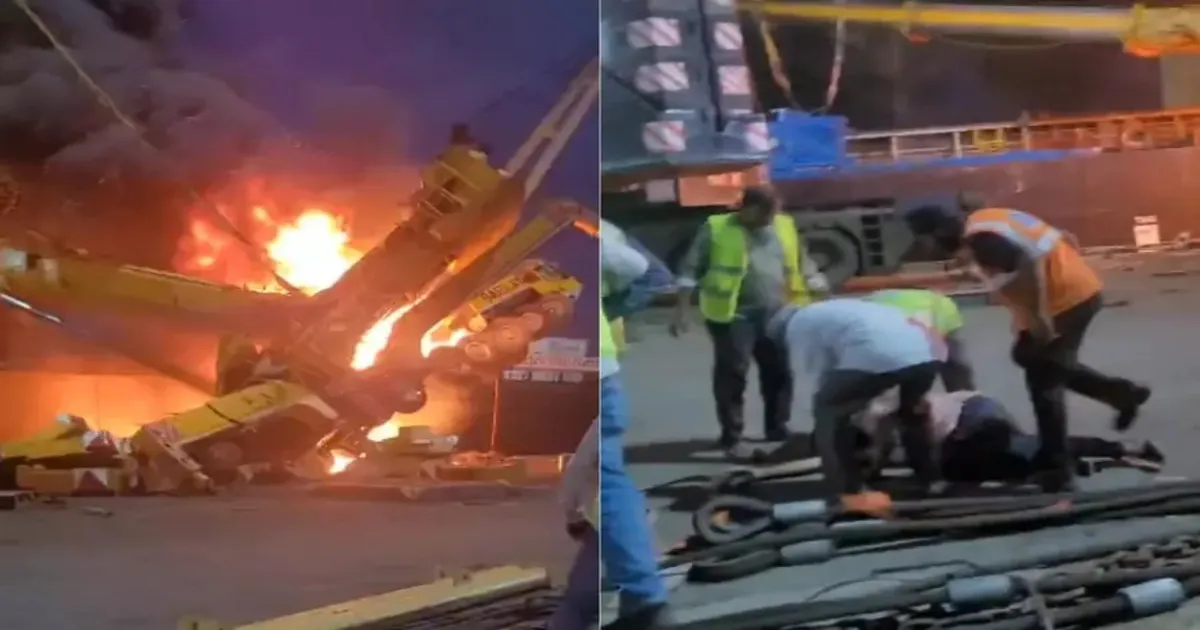 Crane Fire Breaks Out During Cargo Unloading At Mumbai Port; Two Operators Hospitalized