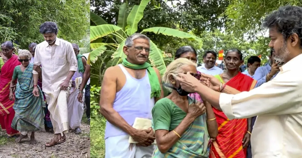 CM Vijay Gifts Dior Sunglasses To Elderly Woman During Public Interaction