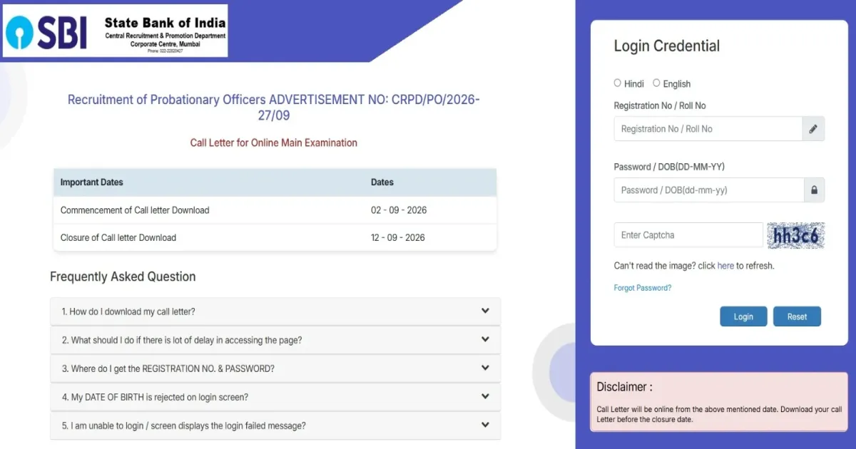 SBI PO Mains Admit Card 2026 Out: Check Exam Details And Required Documents