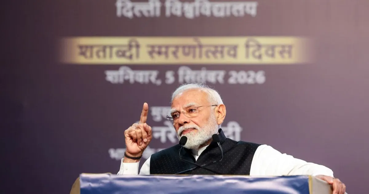 PM Modi Addresses Youth At Delhi College, Targets “Dimagi Naxals”
