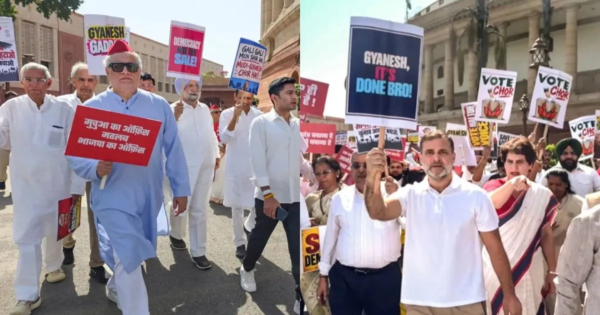 INDIA Bloc Leaders Rahul, Priyanka And Akhilesh Detained During Delhi Protest Against SIR