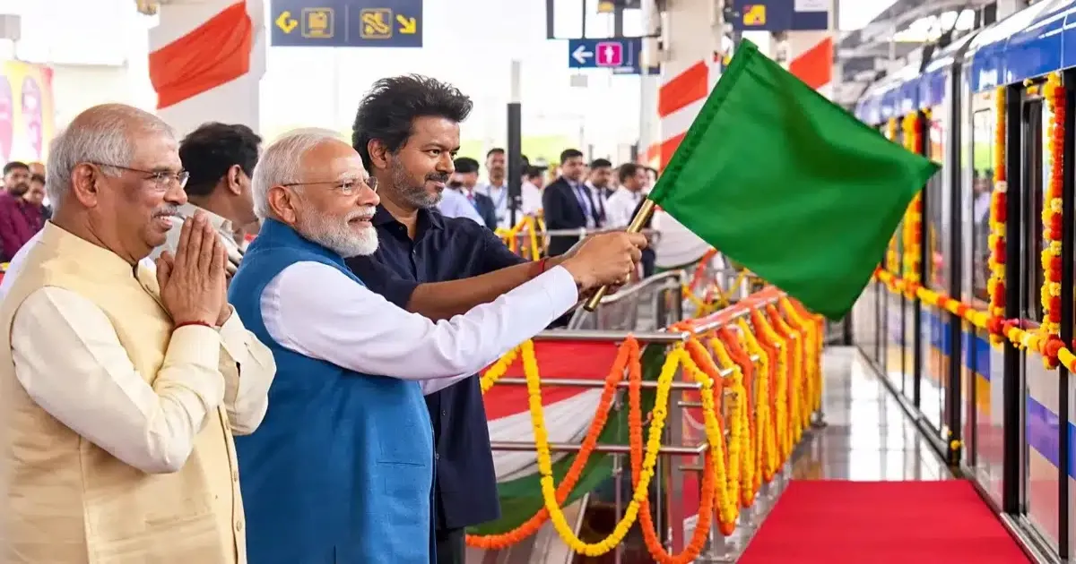 PM Modi Flags Off Chennai Metro Phase II, Shares Inaugural Journey With Tamil Nadu Chief Minister Vijay