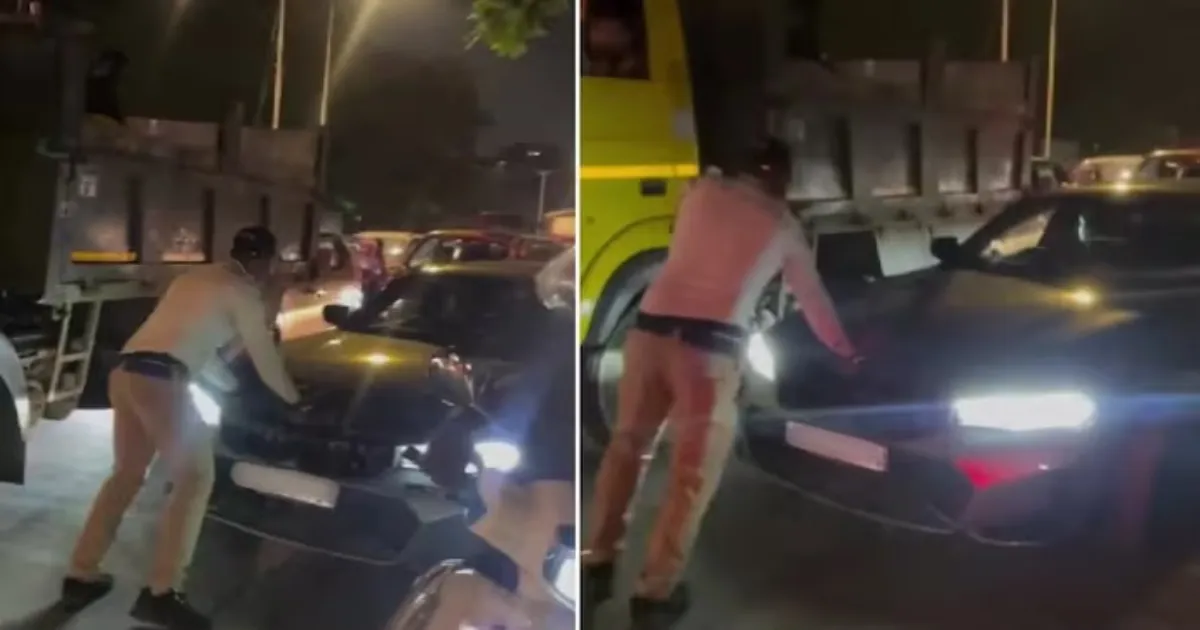 Woman In BMW Clashes With Mumbai Cop After Allegedly Ramming Car At Traffic Stop