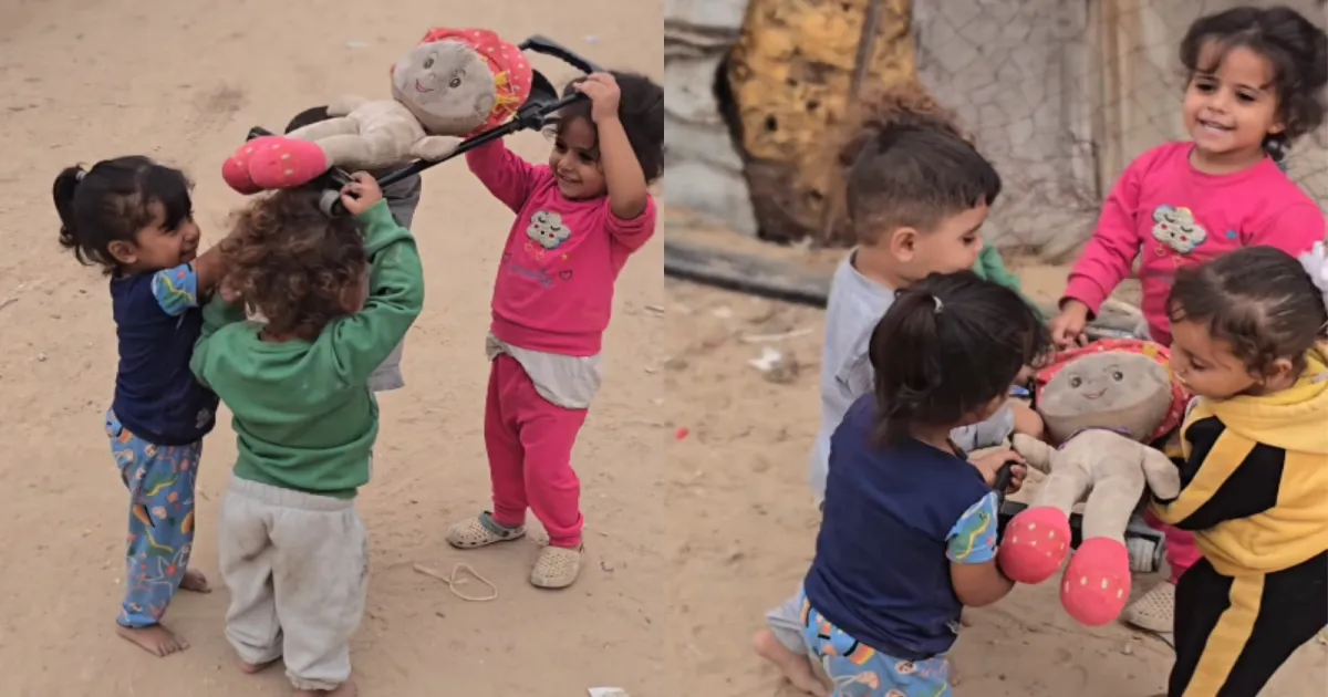 War Reaches Gaza’s Youngest: Children Hold Doll Funeral